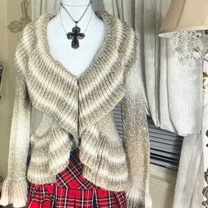 Striped Beige and Cream Women's Sweater